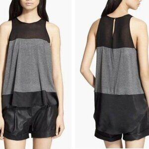 Elizabeth & James Silk Colorblock Cannon Mixed Media Jersey Top Medium Women